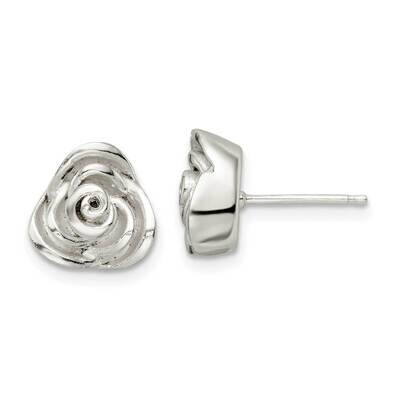 Rose Post Earrings Sterling Silver Polished QE16528, MPN: QE16528, 196904166437