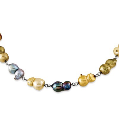Multi-Color Twin 9.5-10mm FW Cultured Pearl Neck Sterling Silver QH2975-18