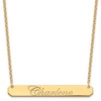 Large Polished Edwardian Script Bar Necklace Gold-plated Sterling Silver XNA1225GP, MPN: XNA1225GP,