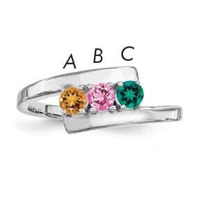 Synthetic 3 Stone Mother&#39;s Ring Sterling Silver Rhodium-plated XMR16/3SS-10, MPN: XMR16_3W--6, 8839…
