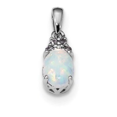 Diamond Cr.Pink Sapp. Simulated Opal Pendant Sterling Silver Rhodium QP4805, MPN: QP4805, 883957226…