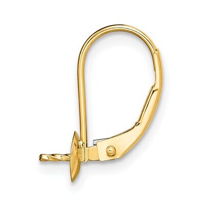 5.0mm Leverback Pearl Earring Mounting 14k Yellow Gold YG427, MPN: YG427,