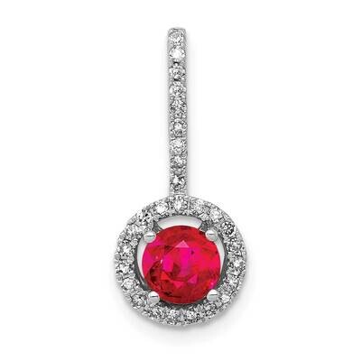 .69 Ruby Halo Pendant 14k White Gold Diamond PM5256-RU-020-WA, MPN: PM5256-RU-020-WA, 883957714059