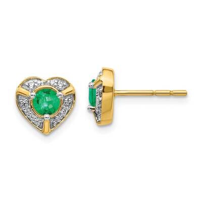 Emerald Fancy Heart Earrings 14k Gold Diamond EM3921-EM-011-YA, MPN: EM3921-EM-011-YA, 191101836459