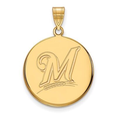 Milwaukee Brewers Large Disc Pendant 10k Yellow Gold 1Y015BRE, MPN: 1Y015BRE, 886774809519