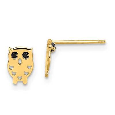 Black Owl Post Earrings 14k Gold CZ Diamond SE2901 by Madi K, MPN: SE2901, 883957753867
