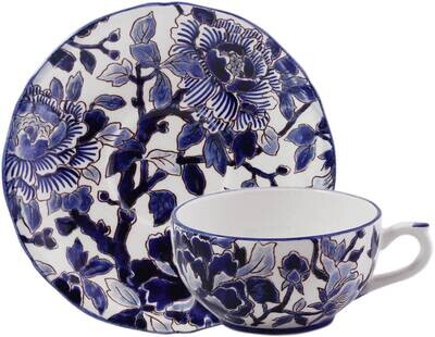 Gien Pivoines Bleues Tea Cup &amp; Saucer 1665PTHE26, MPN: 1665PTHE26, 840769065588