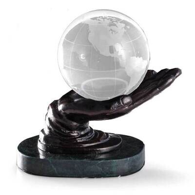 Cast Metal Hand Ball Holder with Bronzed Finish on Green Marble Base GM21527, MPN: GM21527, 7971404…