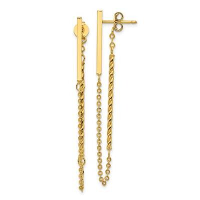 Twisted Stick with Chain Post Earrings 14k Gold Polished  TH986, MPN: TH986, 191101983122