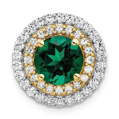 Created Emerald Pendant 14k Two-tone Gold Lab Grown Diamond PM7503-CEM-063-WYLG, MPN: PM7503-CEM-06…