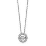 Vibrant CZ Diamond with 2 inch Extender Necklace Sterling Silver Rhodium Plated QG5536-16, MPN: QG5…