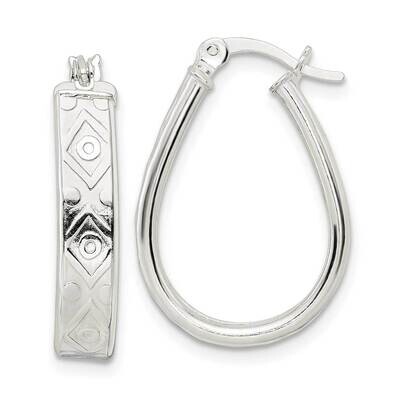 Design Teardrop Hoop Earrings Sterling Silver Polished QE15917, MPN: QE15917, 196904153079