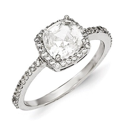 CZ Square Ring Sterling Silver QCM1324-7