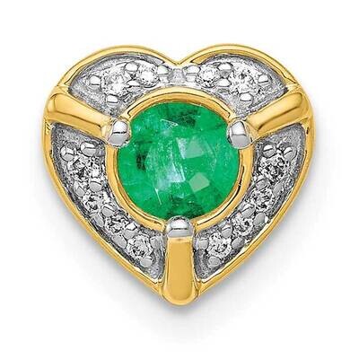 Emerald Fancy Heart Pendant 14k Gold Diamond PM3921-EM-005-YA, MPN: PM3921-EM-005-YA,