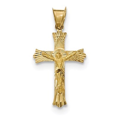 Satin and Diamond -cut Crucifix Pendant 14k Gold Polished K5550, MPN: K5550, 191101363191