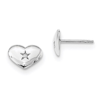 Heart Post Earrings Diamond Sterling Silver QW423, MPN: QW423, 883957955025