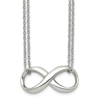 Two Strand Infinity Symbol Necklace Stainless Steel Polished SRN1408-18 by Chisel, MPN: SRN1408-18,…