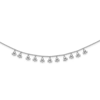 Cz Cluster Dangles 18 Inch Necklace Sterling Silver QG5637-18, MPN: QG5637-18, 883957823010