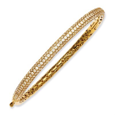 Gold-plated 175 Stone Diamond Hinged Bangle Sterling Silver Pave QB664Y, MPN: QB664Y, 886774298405