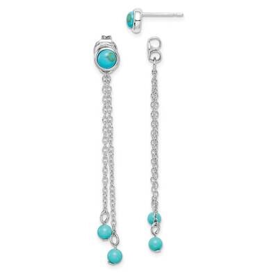 Created Turquoise Chain Drop Front &amp; Back Ea Sterling Silver Rhodium-plated QE15431, MPN: QE15431, …