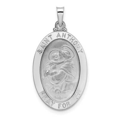 Solid Oval St Anthony Medal Pendant 14k White Gold Polished XR1925, MPN: XR1925,