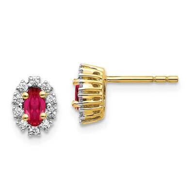 SI1/SI2 G H I &amp; Cr. Ruby Earrings 14k Yellow Gold Lab Grown Diamond EM5591-RU-020-YLG, MPN: EM5591-…