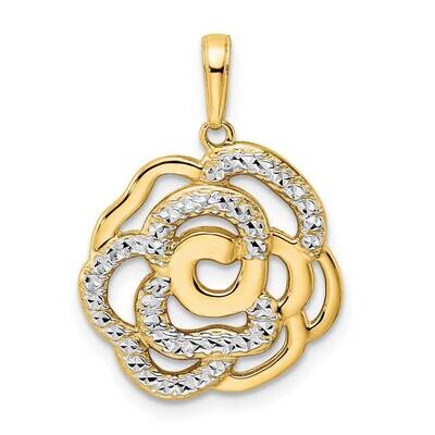 Flower Pendant 14k Gold and White Rhodium Diamond-Cut M2987, MPN: M2987, 196904073056
