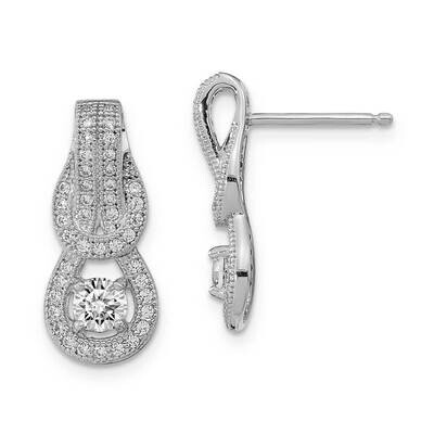 Sterling Silver Rhodium-plated CZ Love Knot Post Earrings QMP1509
