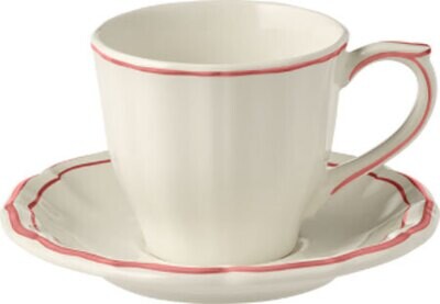 Gien Filet Coral Us Tea Cups &amp; Saucers 18392PTU49, MPN: 18392PTU49, 3660838017426