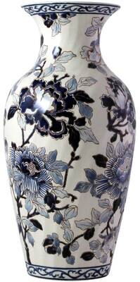 Gien Pivoines Bleues Fluted Vase # 1 1665CPO131, MPN: 1665CPO131, 840769066745