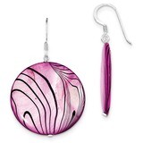 Mother of Pearl Purple and Black Disc Earrings Sterling Silver QE7620, MPN: QE7620, 886774023656