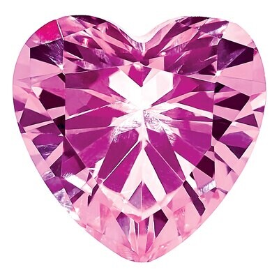 Created Sapphire Pink 8mm Heart Faceted Gemstone CS-0800-HTF-PK, MPN: CS-0800-HTF-PK, 883957999456
