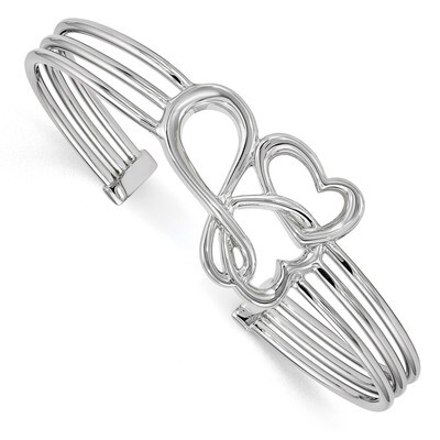 Heart &amp; Infinity Cuff Bangle Sterling Silver Rhodium Plated QB1212, MPN: QB1212, 191101328480