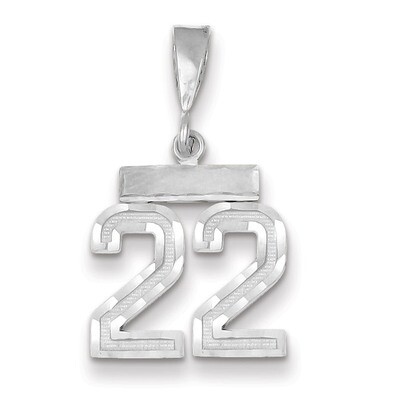 Number 22 Charm Small Diamond -cut 14k white Gold WSN22, MPN: WSN22, 883957111629