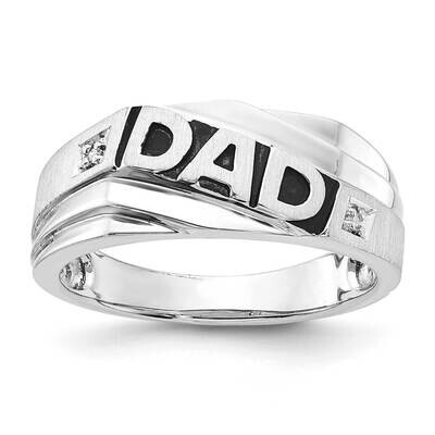 Sterling Silver Polished and Brushed Enamel Dad Diamond Ring RMD1185-SSS53-9