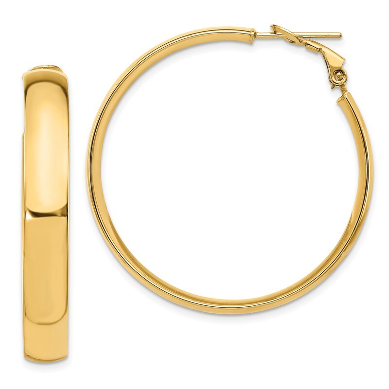 Leslie&#39;s 6mm Omega Back Hoop Earrings 14k Gold High Polished HB-LE1900, MPN: LE1900, 191101735554