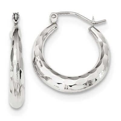 Polished &amp; Diamond -cut Hoop Earrings 10k White Gold 10ER289W, MPN: 10ER289W, 191101169359