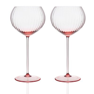 Caskata Quinn Optic Red Wine Glasses Set of 2 Rose GL-ORWIN-300, MPN: GL-ORWIN-300, 817325013550