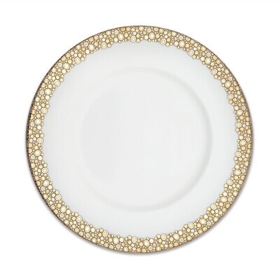 Caskata Ellington Shimmer Simple Rimmed Dinner Plate Gold Platinum DINL-115S, MPN: DINL-115S, 81732…
