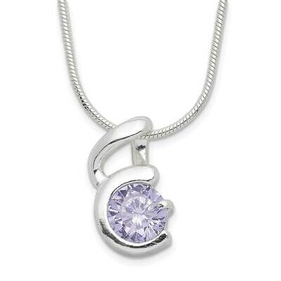 Purple CZ Diamond Necklace 18 Inch Sterling Silver QH674-18, MPN: QH674-18, 883957764207