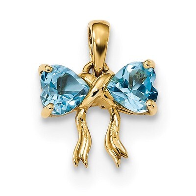 Light Swiss Blue Topaz Bow Pendant 14k Gold Polished XBS547, MPN: XBS547, 883957623467