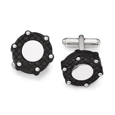 Polished and Brushed Carbon Fiber Cufflinks - Stainless Steel SRC305 by Chisel, MPN: SRC305, 886774…