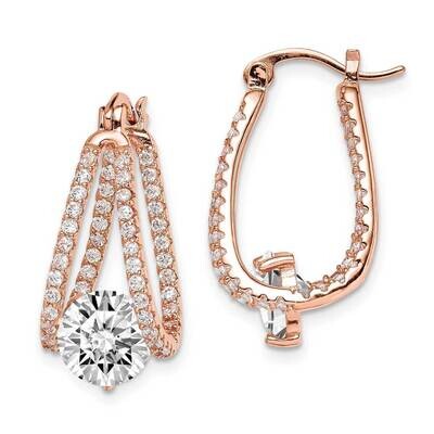 Hoop Earrings Sterling Silver Rose-tone CZ Diamond QE14660, MPN: QE14660, 883957328119
