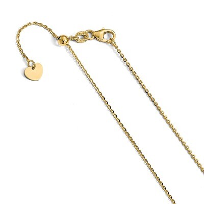 Leslie&#39;s 1.15 mm Diamond-cut Oval Open Link Adjustable Chain 22 Inch 14k Gold HB-1260-22, MPN: 1260…