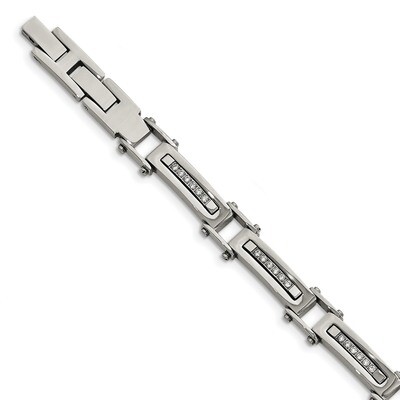 CZ with .50 Inch Extender Link Bracelet Stainless Steel Polished SRB1994-8.25 by Chisel, MPN: SRB19…