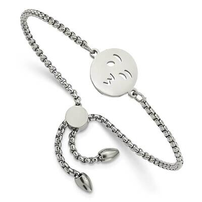 Kissy Face Emoji Adjustable Bracelet Stainless Steel Polished SRB2641, MPN: SRB2641, 191101860287