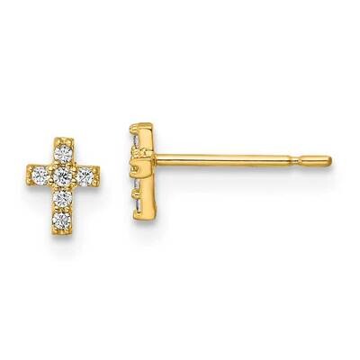 Cross Post Earrings 14k Gold CZ Diamond GK1108 by Madi K, MPN: GK1108, 883957973500