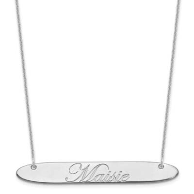 Polished Oblong Edwardian Script Bar Necklace 10k White Gold Large 10XNA1226W, MPN: 10XNA1226W,