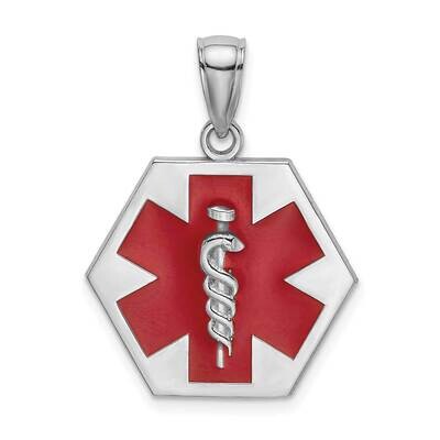 Enameled Engraveable Caduceus Medical Disc 14k White Gold K6732W, MPN: K6732W,