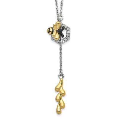 Gold-Tone Enmlbee CZs Adjustable Necklace 27 Inch Sterling Silver Rhodium-Plated QG5052-27, MPN: QG…